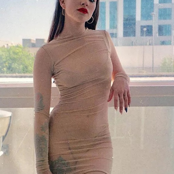 Dresses | Sheer Nude Mesh Dress Club 